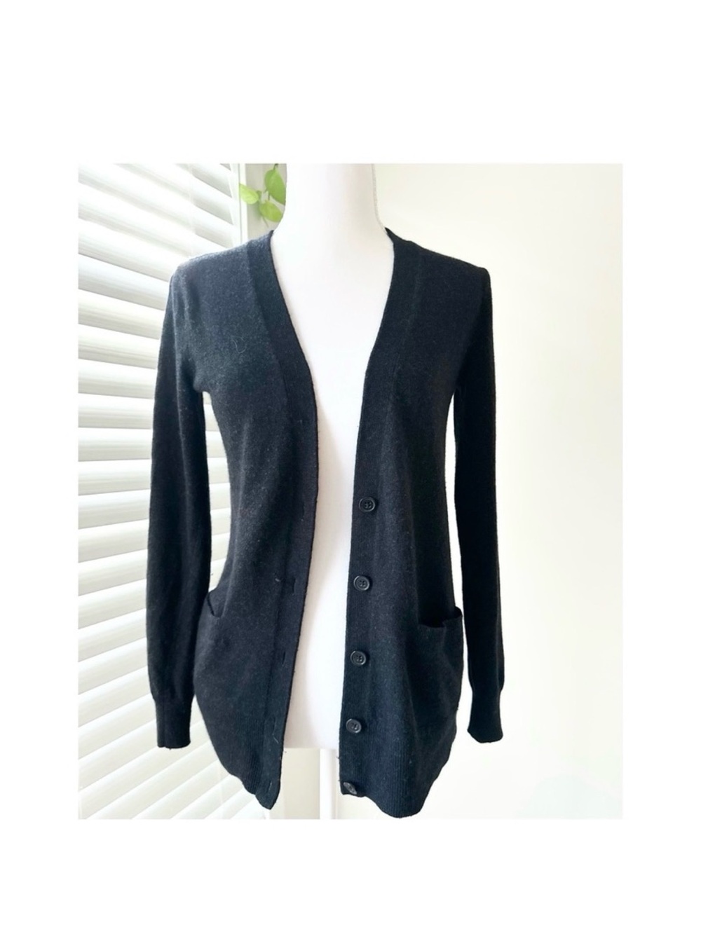 Aritzia Black V-Neck Button-Up Cardigan
